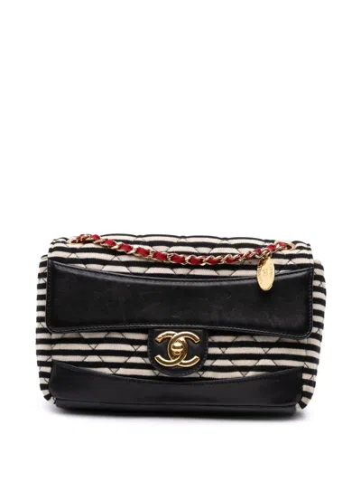 Pre-owned Chanel 2014 Small Quilted Jersey Coco Sailor Single Flap Crossbody Bag In White
