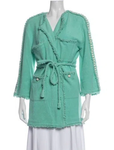 Pre-owned Chanel 2014 Terry Cloth Coat In Blue