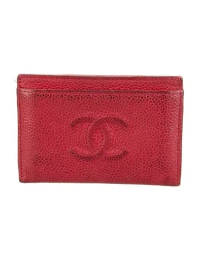 Pre-owned Chanel 2014 Timeless Card Holder Wallet In Red