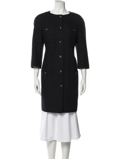 Pre-owned Chanel 2014 Tweed Coat In Blue
