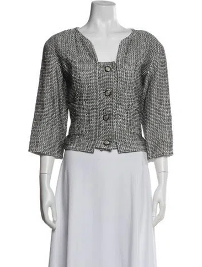 Pre-owned Chanel 2014 Tweed Jacket In White