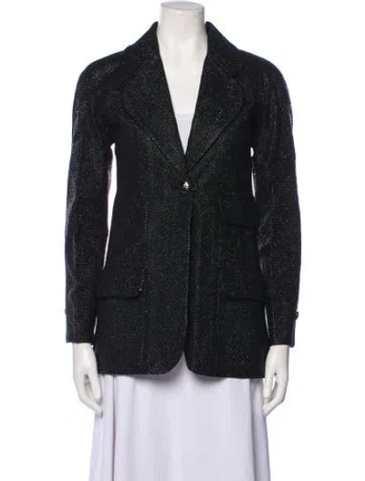 Pre-owned Chanel 2014 Tweed Pattern Blazer In Black