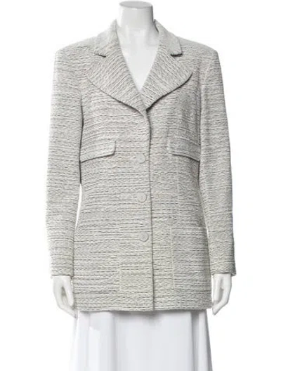 Pre-owned Chanel 2014 Tweed Pattern Blazer In White