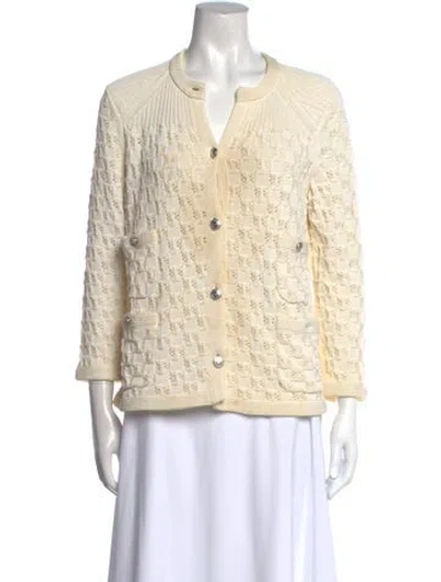 Pre-owned Chanel 2014 V-neck Sweater In Neutral