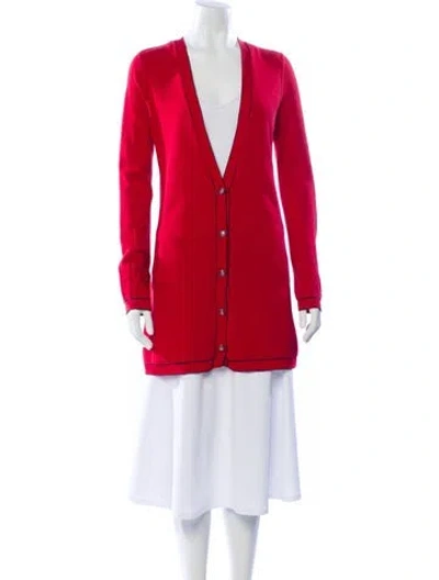 Pre-owned Chanel 2014 V-neck Sweater In Red