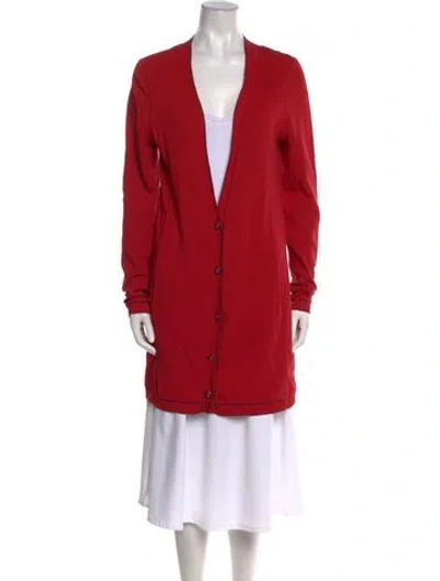 Pre-owned Chanel 2014 V-neck Sweater In Red