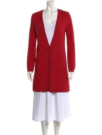 Pre-owned Chanel 2014 V-neck Sweater In Red