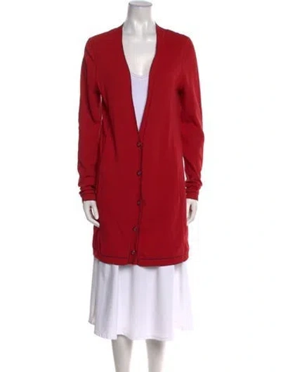 Pre-owned Chanel 2014 V-neck Sweater In Red
