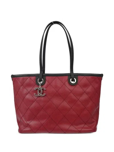 Pre-owned Chanel 2014 Wild Stitch Tote Bag In Red