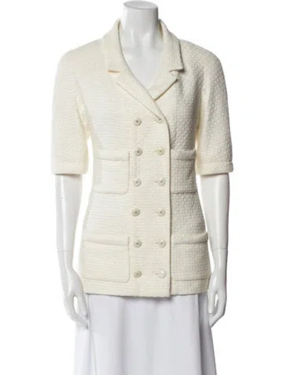 Pre-owned Chanel 2014 Wool Blazer In White