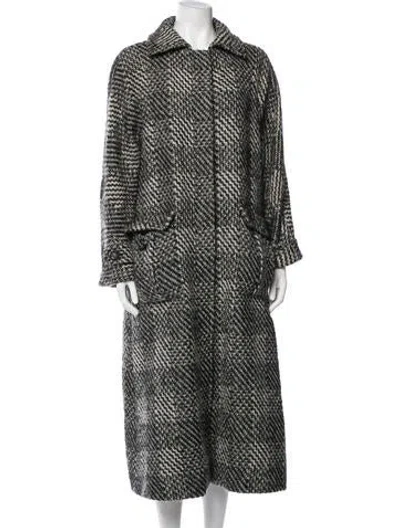 Pre-owned Chanel 2014 Wool Faux Fur Coat In Gray