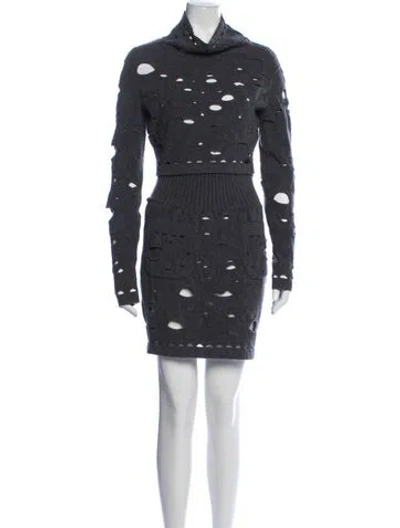 Pre-owned Chanel 2014 Wool Skirt Set In Gray