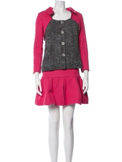 Pre-owned Chanel 2014 Wool Skirt Set In Pink
