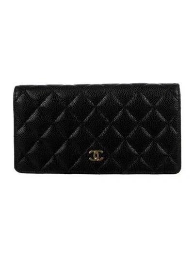 Pre-owned Chanel 2014 Yen Bifold Wallet In Black