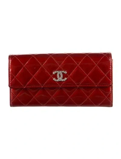 Pre-owned Chanel 2014-2015 Brilliant Cc Continental Wallet In Red