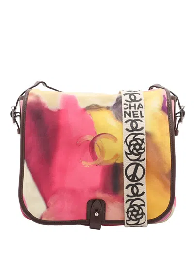 Pre-owned Chanel 2014-2015 Cc Suede Flower Power Messenger Bag Shoulder Bag In Pink
