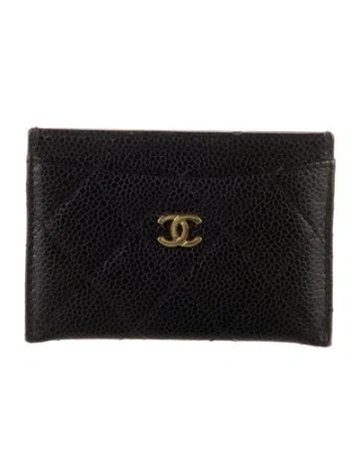 Pre-owned Chanel 2014-2015 Classic Quilted Card Holder Card Holder In Black