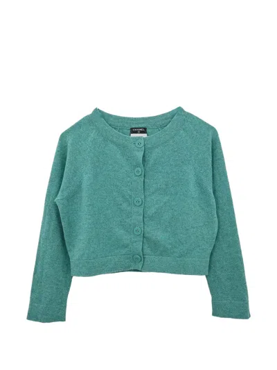 Pre-owned Chanel 2014-2015 Cropped Button-front Cardigan In Green