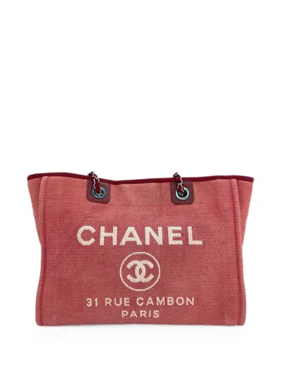 Pre-owned Chanel 2014-2015 Deauville Tote Bag In Red