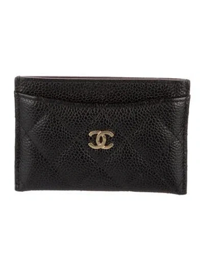 Pre-owned Chanel 2014-2015 Interlocking Cc Logo Card Holder In Black
