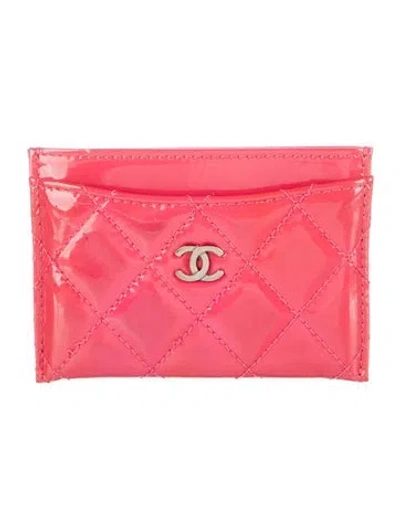 Pre-owned Chanel 2014-2015 Interlocking Cc Logo Card Holder In Pink