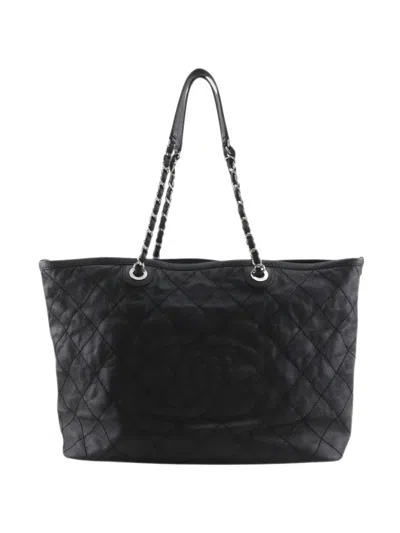 Pre-owned Chanel 2014-2015 Medium Quilted Caviar Daily Shopping Tote Bag In Black