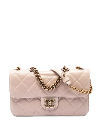 Pre-owned Chanel 2014-2015 Medium Quilted Glazed Calfskin Perfect Edge Flap Satchel In Neutrals