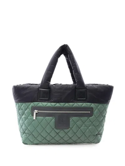 Pre-owned Chanel 2014-2015 Mm Coco Cocoon Quilted Tote Bag In Green