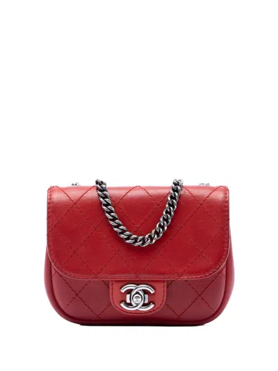 Pre-owned Chanel 2014-2015 Paris Dallas Goatskin Wild Stitch Flap Crossbody Bag In Red