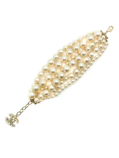 Pre-owned Chanel 2014s Pearl Torsade Bracelet In Gold