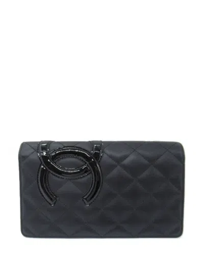 Pre-owned Chanel 2015-2016 Cambon Line Wallet In Black