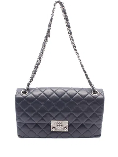 Pre-owned Chanel 2015-2016 Cc Quilted Lambskin Pushlock Single Flap Shoulder Bag