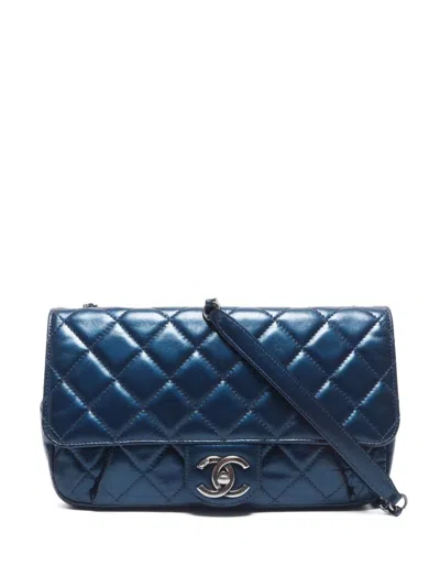 Pre-owned Chanel 2015-2016 Coco Pleats Flap Shoulder Bag In 蓝色