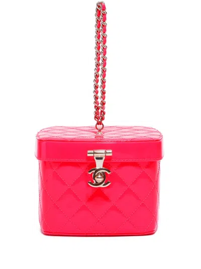 Pre-owned Chanel 2015-2016 Enamel Mini Vanity Bag In Pink