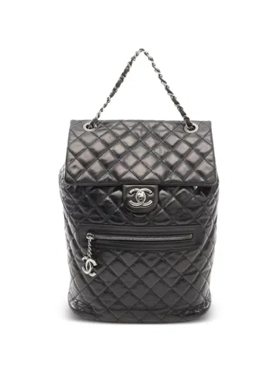 Pre-owned Chanel 2015-2016 Matelasse Backpack In Black