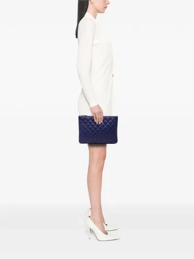 Pre-owned Chanel 2015-2016 Medium Cc Quilted Lambskin O Case Clutch Bag In Purple