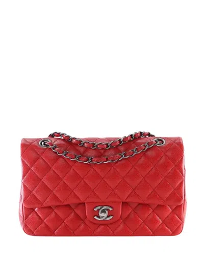 Pre-owned Chanel 2015-2016 Medium Classic Caviar Double Flap Shoulder Bag In Red