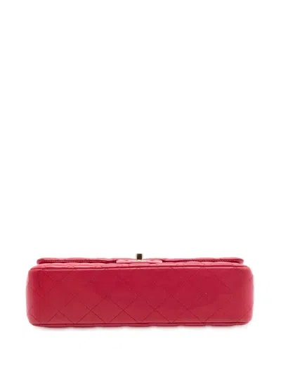Pre-owned Chanel 2015-2016 Medium Classic Lambskin Double Flap Shoulder Bag In Red