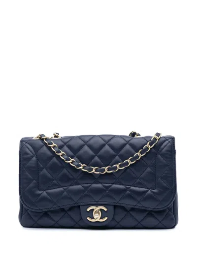 Pre-owned Chanel 2015-2016 Medium Quilted Lambskin Mademoiselle Chic Flap Shoulder Bag In Blue
