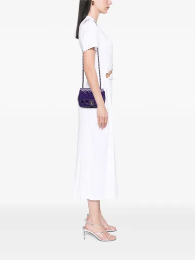 Pre-owned Chanel 2015-2016 Mini Square Classic Patent Single Flap Crossbody Bag In Purple