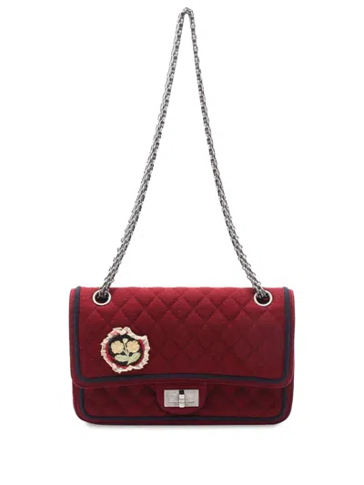 Pre-owned Chanel 2015-2016 Paris-salzburg Reissue 2.55 Quilted Wool Double Flap 225 Shoulder Bag In Red