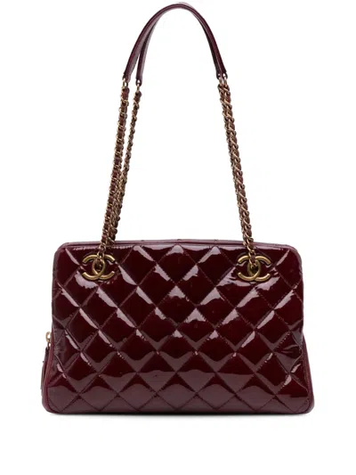 Pre-owned Chanel 2015-2016 Paris Salzburg Small Patent And Goatskin Cc Eyelet Tote Bag