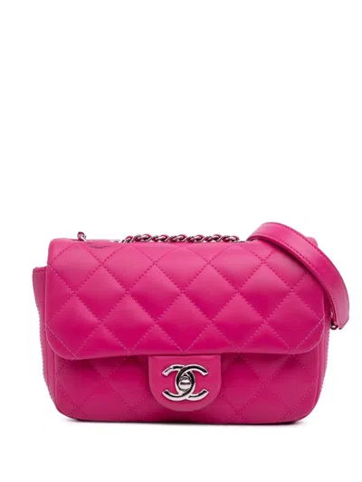 Pre-owned Chanel 2015-2016 Paris Seoul Small Rubber Coco Rain Flap Crossbody Bag In Pink