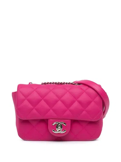 Pre-owned Chanel 2015-2016 Paris Seoul Small Rubber Coco Rain Flap Crossbody Bag In Pink