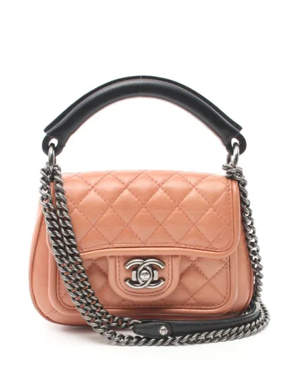 Pre-owned Chanel 2015-2016 Prestige Flap Two-way Bag In Orange