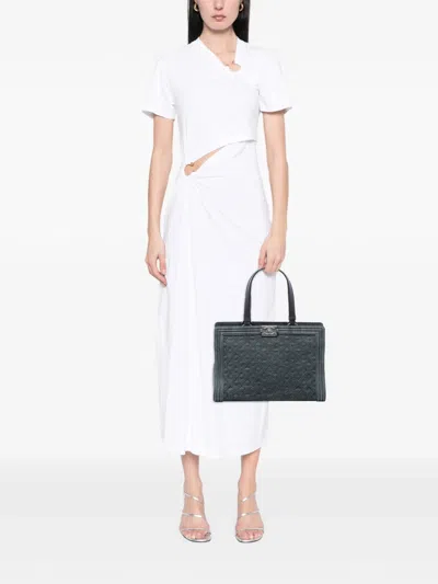 Pre-owned Chanel 2015-2016 Quilted Denim Boy Shopping Tote Bag In Blue