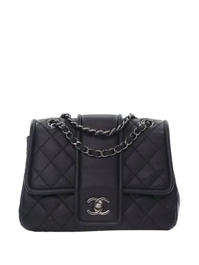 Pre-owned Chanel 2015-2016 Quilted Lambskin Elementary Chic Flap Shoulder Bag In Blue