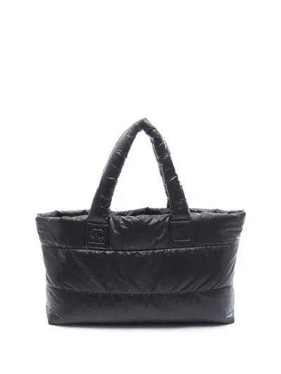 Pre-owned Chanel 2015-2016 Quilted Nylon Coco Cocoon Tote Bag In Black