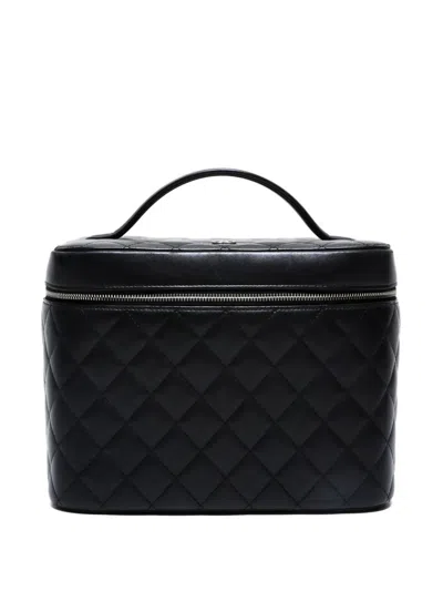 Pre-owned Chanel 2015-2016 Quilted Vanity Tote Bag In Black