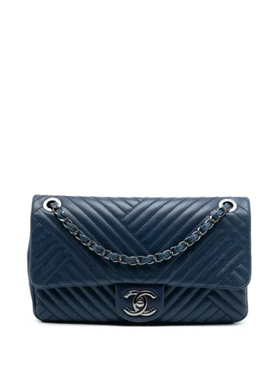 Pre-owned Chanel 2015-2016 Small Lambskin Cc Crossing Flap Shoulder Bag In Blue